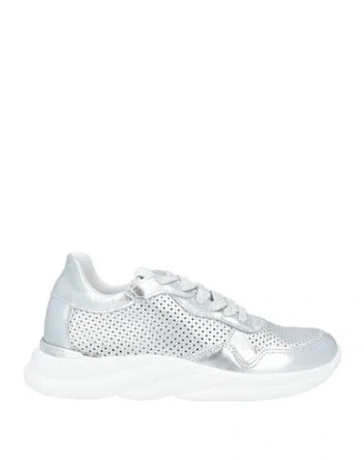 Baldinini Woman Sneakers Silver Size 9 Leather