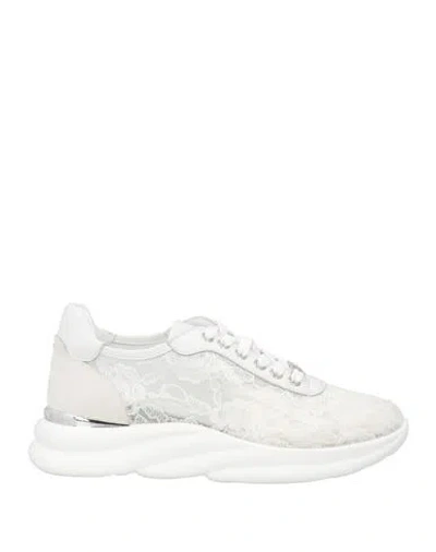 Baldinini Woman Sneakers White Size 8 Leather, Textile Fibers