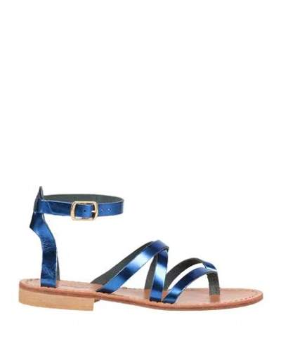 Baldinini Woman Thong Sandal Bright Blue Size 8 Leather