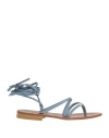 Baldinini Woman Thong Sandal Light Blue Size 7 Leather
