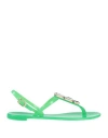 Baldinini Woman Thong Sandal Lime Green Size 7 Rubber In Green