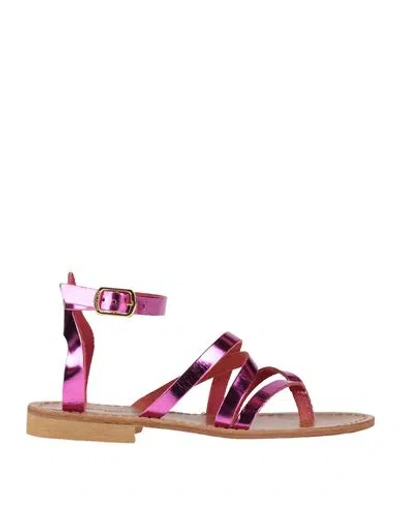 Baldinini Woman Thong Sandal Magenta Size 8 Leather