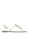 Baldinini Woman Thong Sandal Platinum Size 5 Rubber In Grey