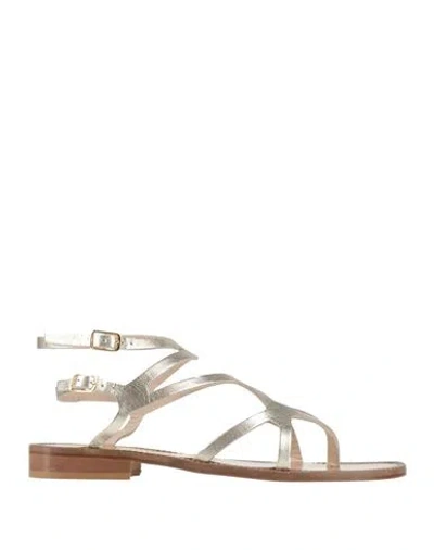 Baldinini Woman Thong Sandal Platinum Size 9 Leather In Silver