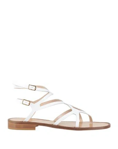Baldinini Woman Thong Sandal White Size 8 Leather