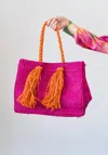 Baldiz Camilla Raffia Bag In Pink/orange In Multi