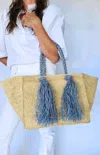 Baldiz Women's Camilla Raffia Bag In Hay/light Blue In Multi