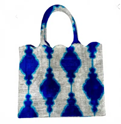 Baldiz Women's Hazel Scalloped Tote In White/ Blue In Multi