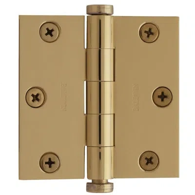 Baldwin 3" H X 3" W Butt Bearing Door Hinge In Lifetime Polished Brass