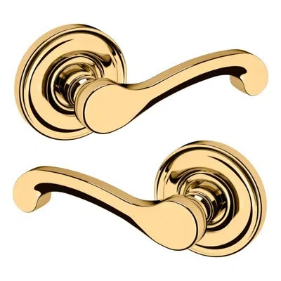 Baldwin 5445v Classic Double Dummy Door Lever With 5048 Rose In Lifetime (pvd) Polished Brass