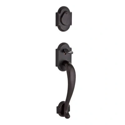 Baldwin Adirondack Handleset With Deadbolt And Door Lever And Rosette In Dark Bronze