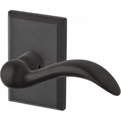 Baldwin Arch Keyed Door Lever With Rustic Square Rose In Dark Bronze
