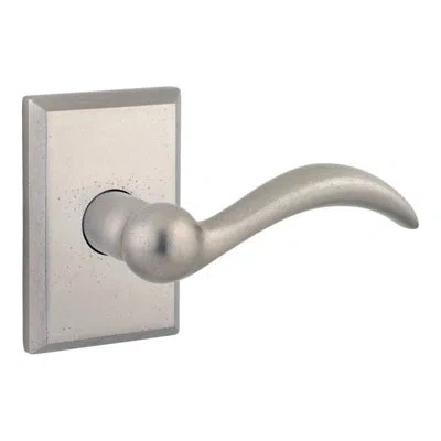 Baldwin Arch Privacy Door Lever With Rustic Square Rose In White Bronze
