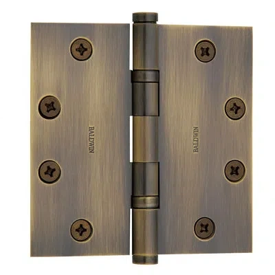 Baldwin Ball Bearing Single Door Hinge In Unlacquered Brass