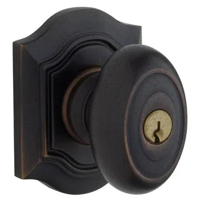 Baldwin Bethpage Keyed Door Knob In Distressed Oil Rubbed Bronze