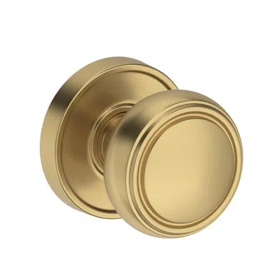 Baldwin Bremerton Full Dummy Knob With Recessed Round Rose In Lifetime (pvd) Satin Brass