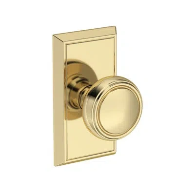Baldwin Bremerton Half Dummy Knob With Chamfered 5in Rose In Non-lacqered Brass In Unlacquered Brass