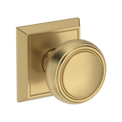 Baldwin Bremerton Half Dummy Knob With Chamfered Square Rose In Lifetime (pvd) Satin Brass