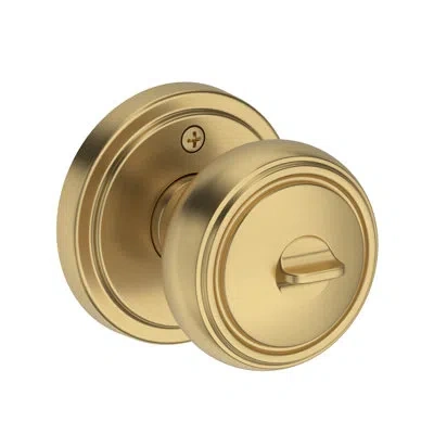 Baldwin Bremerton Keyed Entry Knob With Stepped Round Rose In Satin Brass