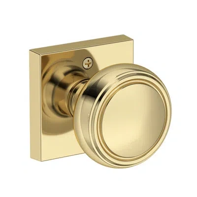 Baldwin Bremerton Passage Knob With Contemporary Square Rose In Unlacquered Brass