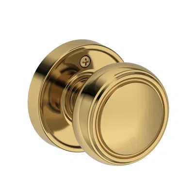 Baldwin Bremerton Passage Knob With Recessed Round Rose In Lifetime (pvd) Polished Brass