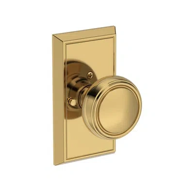 Baldwin Bremerton Privacy Knob With Chamfered 5in Rose In Lifetime (pvd) Polished Brass