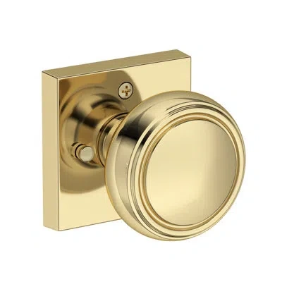 Baldwin Bremerton Privacy Knob With Contemporary Square Rose In Unlacquered Brass
