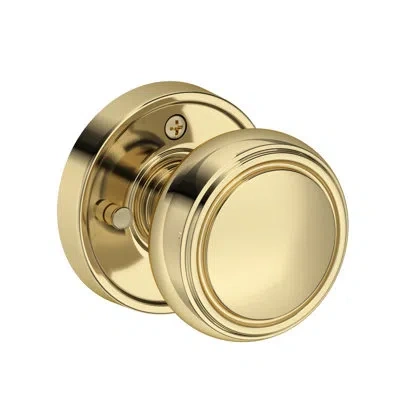 Baldwin Bremerton Privacy Knob With Recessed Round Rose In (pvd) In Unlacquered Brass