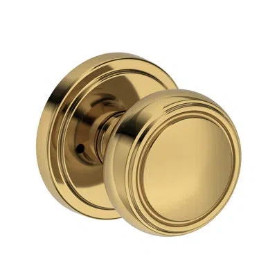Baldwin Bremerton Privacy Knob With Stepped Round Rose In Lifetime (pvd) Polished Brass