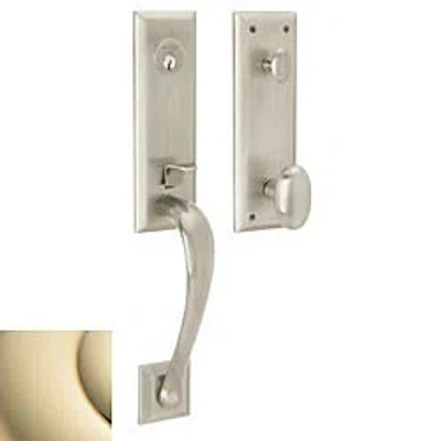 Baldwin Cody Handleset With Single Cylinder Deadbolt And Door Knob And Rosette In Lifetime (pvd) Polished Brass