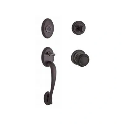 Baldwin Columbus Handleset With Single Cylinder Deadbolt And Door Knob And Rosette In Venetian Bronze