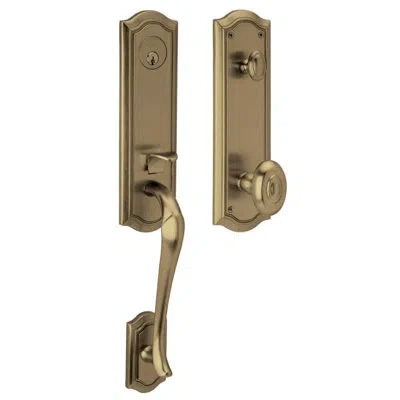 Baldwin Complete Inactive Bethpage Dummy Handleset With Knob And Rosette In Antique Brass