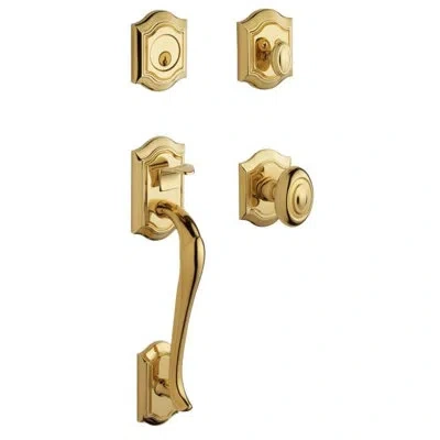 Baldwin Complete Inactive Bethpage Dummy Handleset With Knob And Rosette In Lifetime Brass