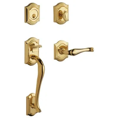 Baldwin Complete Inactive Bethpage Dummy Handleset With Lever And Rosette In Lifetime Brass