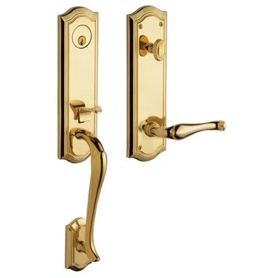 Baldwin Complete Inactive Bethpage Dummy Handleset With Lever And Rosette In Lifetime Brass