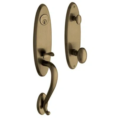 Baldwin Complete Inactive Blakely Dummy Handleset With Knob And Rosette In Antique Brass
