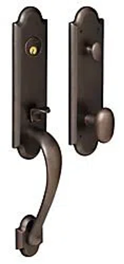 Baldwin Complete Inactive Boulder Dummy Handleset With Knob And Rosette In Oil Rubbed Bronze