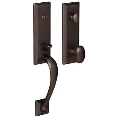 Baldwin Complete Inactive Cody Dummy Handleset With Knob And Rosette In Distressed Oil Rubbed Bronze