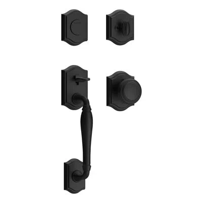 Baldwin Complete Inactive Dummy Handleset With Knob Rosette In Satin Black
