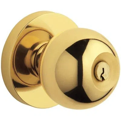 Baldwin Contemporary Keyed Door Knob With Emergency Egress In Lifetime (pvd) Polished Brass
