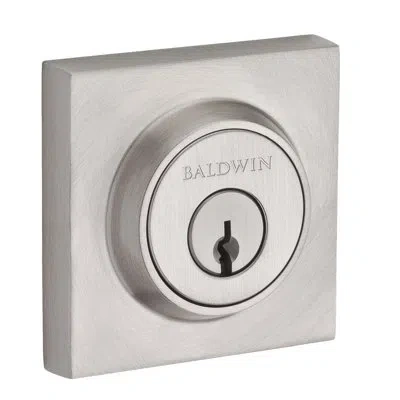 Baldwin Contemporary Single Cylinder Square Deadbolt In Satin Nickel