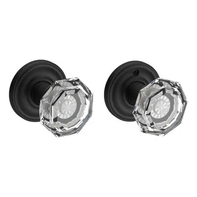 Baldwin Crystal Door Knob With  Reserve Rosette In Satin Black