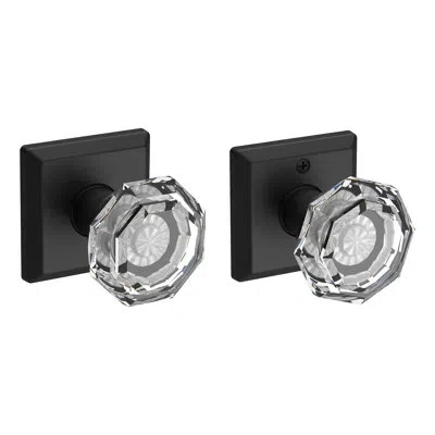 Baldwin Crystal Door Knob With  Reserve Rosette In Satin Black
