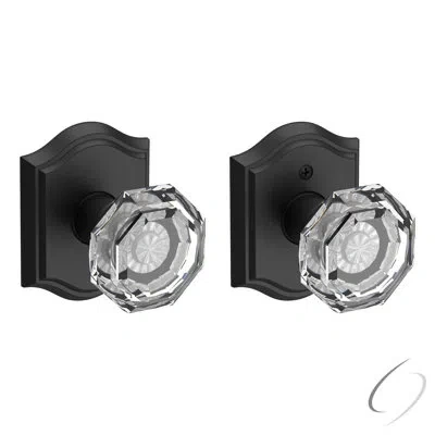 Baldwin Crystal Door Knob With  Reserve Rosette In Satin Black