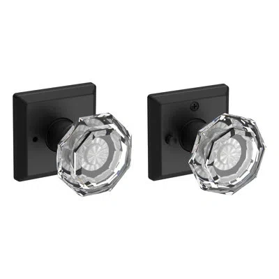 Baldwin Crystal Door Knob With  Reserve Rosette In Satin Black