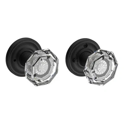 Baldwin Crystal Door Knob With  Reserve Rosette In Satin Black