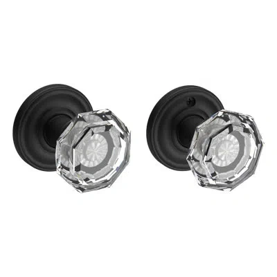 Baldwin Crystal Door Knob With  Reserve Rosette In Satin Black