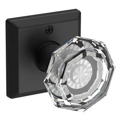 Baldwin Crystal Door Knob With  Reserve Rosette In Satin Black