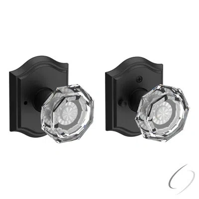 Baldwin Crystal Door Knob With  Reserve Rosette In Satin Black