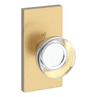 Baldwin Crystal Knob 2.1875 Diameter Round In Lifetime (pvd) Satin Brass